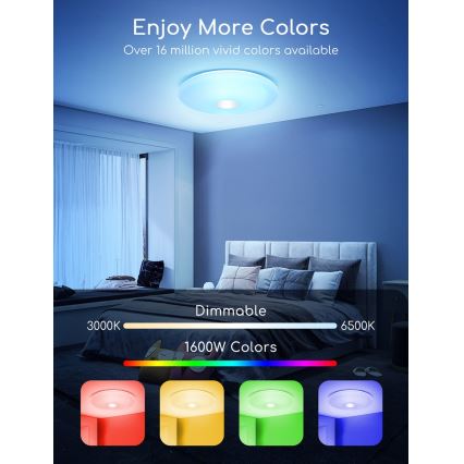 Aigostar - Plafonier LED RGBW à intensité variable 18W/230V d. 34 cm Wi-Fi