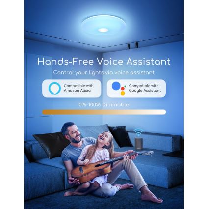 Aigostar - Plafonier LED RGBW à intensité variable 18W/230V d. 34 cm Wi-Fi