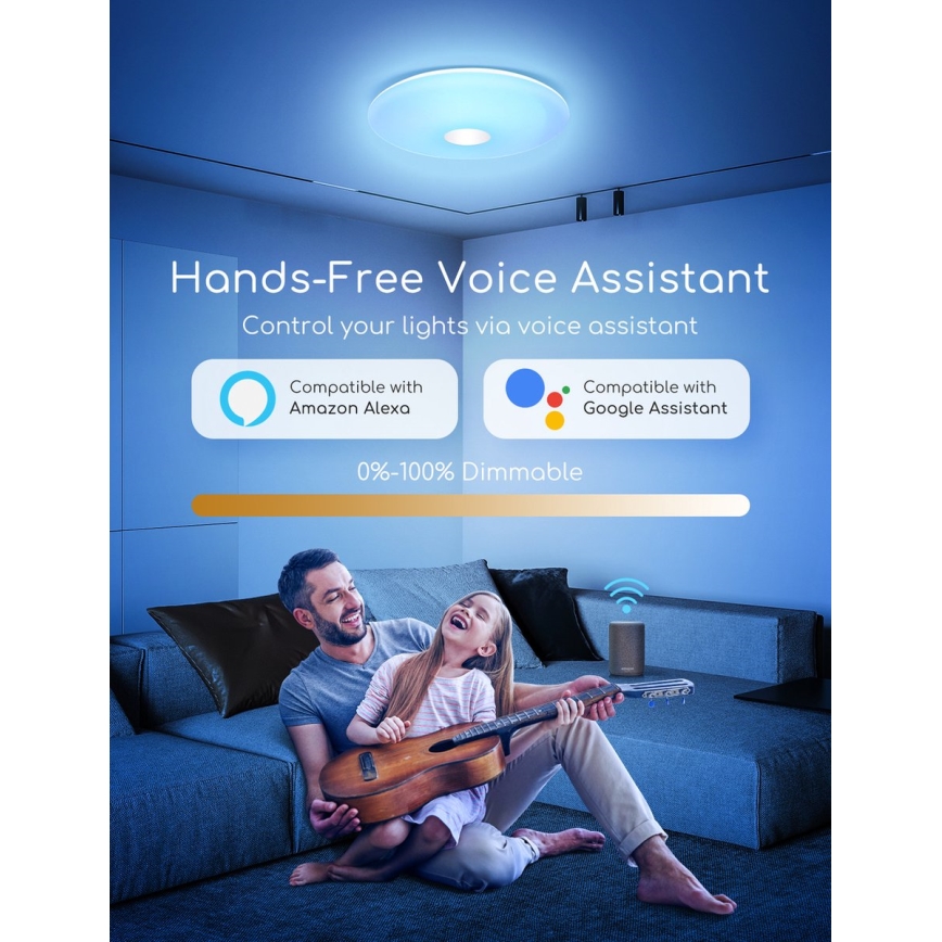 Aigostar - Plafonier LED RGBW à intensité variable 18W/230V d. 34 cm Wi-Fi