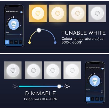 Aigostar - Plafonier LED RGBW à intensité variable 18W/230V d. 34 cm Wi-Fi