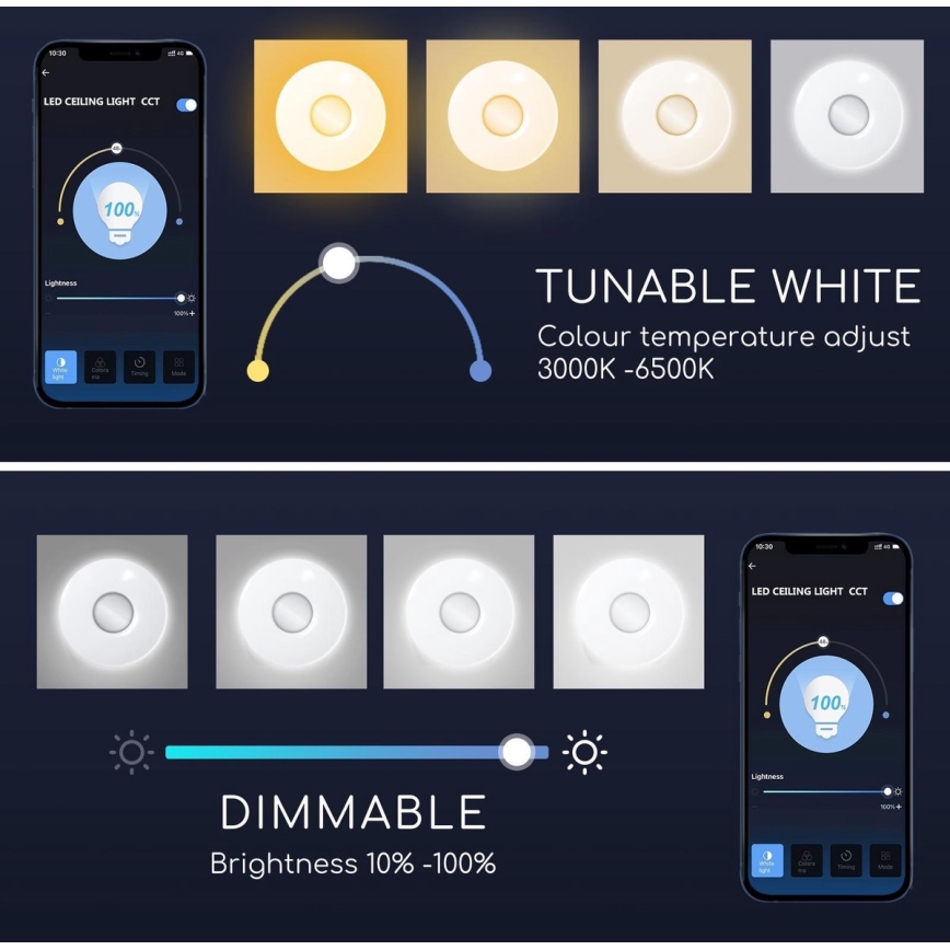 Aigostar - Plafonier LED RGBW à intensité variable 18W/230V d. 34 cm Wi-Fi