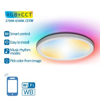 Aigostar - Plafonier RGBW à intensité variable LED/25W/230V 2700-6500K Wi-Fi