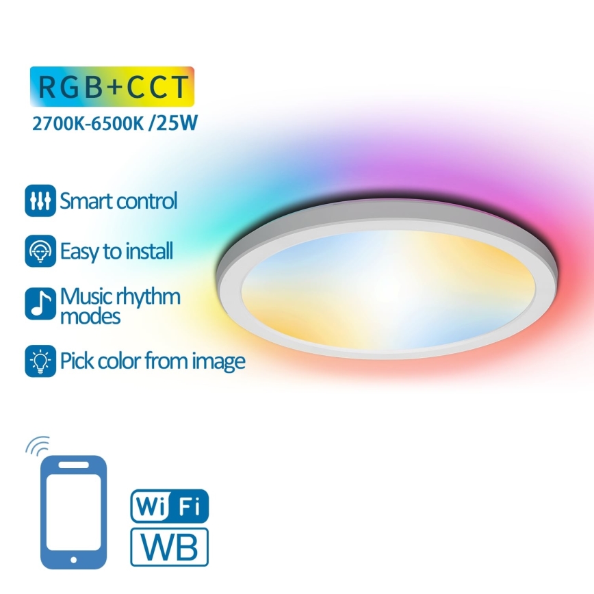 Aigostar - Plafonier RGBW à intensité variable LED/25W/230V 2700-6500K Wi-Fi