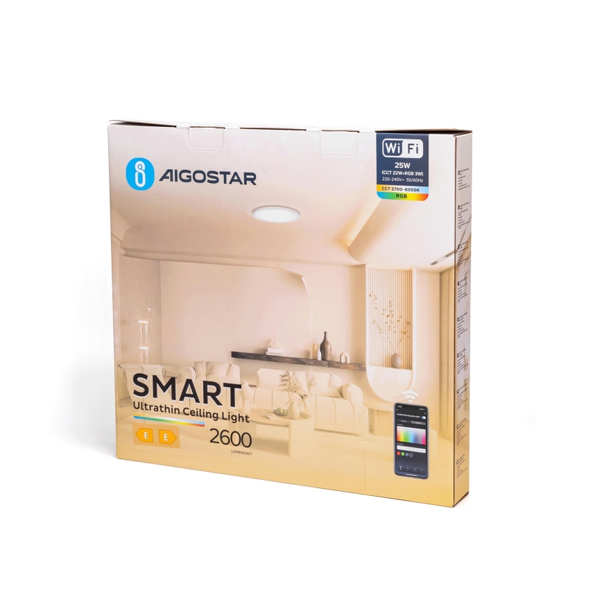 Aigostar - Plafonier RGBW à intensité variable LED/25W/230V 2700-6500K Wi-Fi
