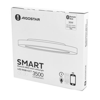 Aigostar - Plafonier RGBW à intensité variable MESH LED/36W/230V 3000-6500K blanc + Télécommande