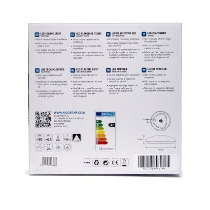 Aigostar - Plafoniera LED/12W/230V 3000K Ø 28 cm