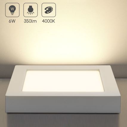 Aigostar - Plafoniera LED a superficie, 6W, 230V, 4000K, 12,2x12,2 cm, bianca