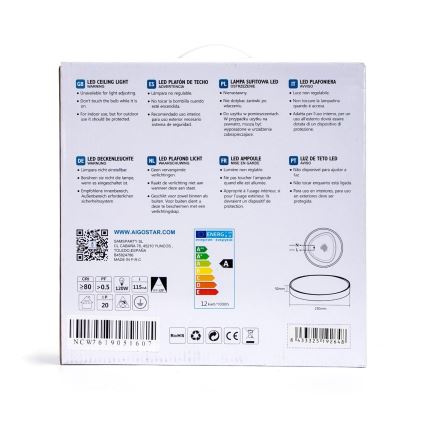 Aigostar - Plafoniera LED LED/12W/230V 3000K bianco d. 23cm