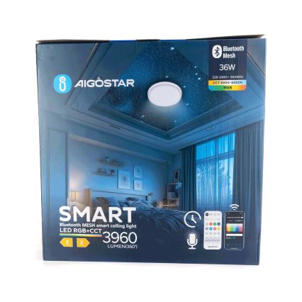 Aigostar - Lampada da soffitto dimmerabile LED RGBW MESH LED/36W/230V 3000-6500K con telecomando