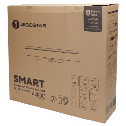 Aigostar - Plafonnier à intensité variable avec ventilateur MESH LED/40W/230V 2700-6500K noir + Télécommande