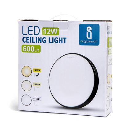 Aigostar - Plafonnier LED/12W/230V 3000K d. 23 cm noir