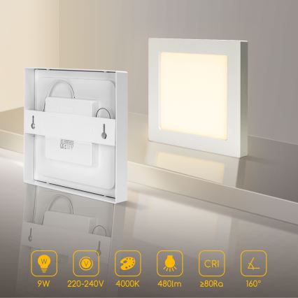Aigostar - Plafonnier LED en saillie LED/9W/230V 4000K 12,2x12,2 cm blanc