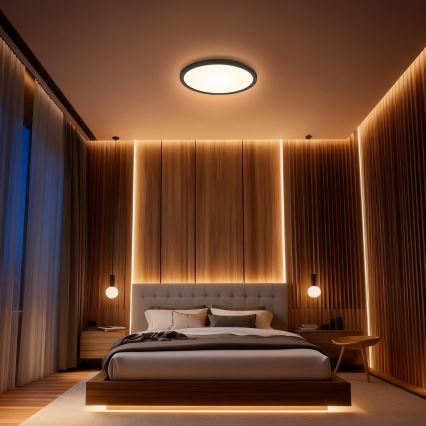 Aigostar - Plafonnier LED RGBW dimmable MESH LED/24W/230V 3000-6500K noir + télécommande