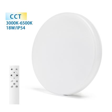 Aigostar - Plafonnier à intensité variable LED salle de bain LED/18W/230V 3000-6000K IP54 + télécommande