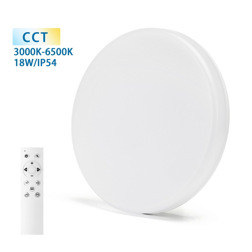 Aigostar - Plafonnier à intensité variable LED salle de bain LED/18W/230V 3000-6000K IP54 + télécommande