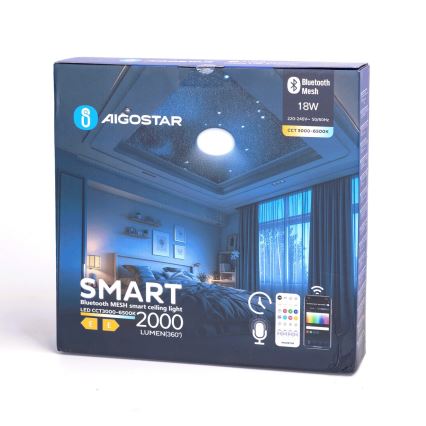 Aigostar - Plafonnier à intensité variable salle de bain MESH Smart LED/18W/230V 3000-65000K IP44 + télécommande