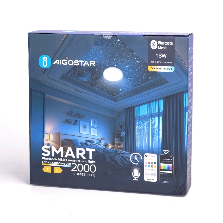 Aigostar - Plafonnier à intensité variable salle de bain MESH Smart LED/18W/230V 3000-65000K IP44 + télécommande
