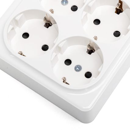 Aigostar - Presa da parete domestica quadrupla SCHUKO 250V bianca