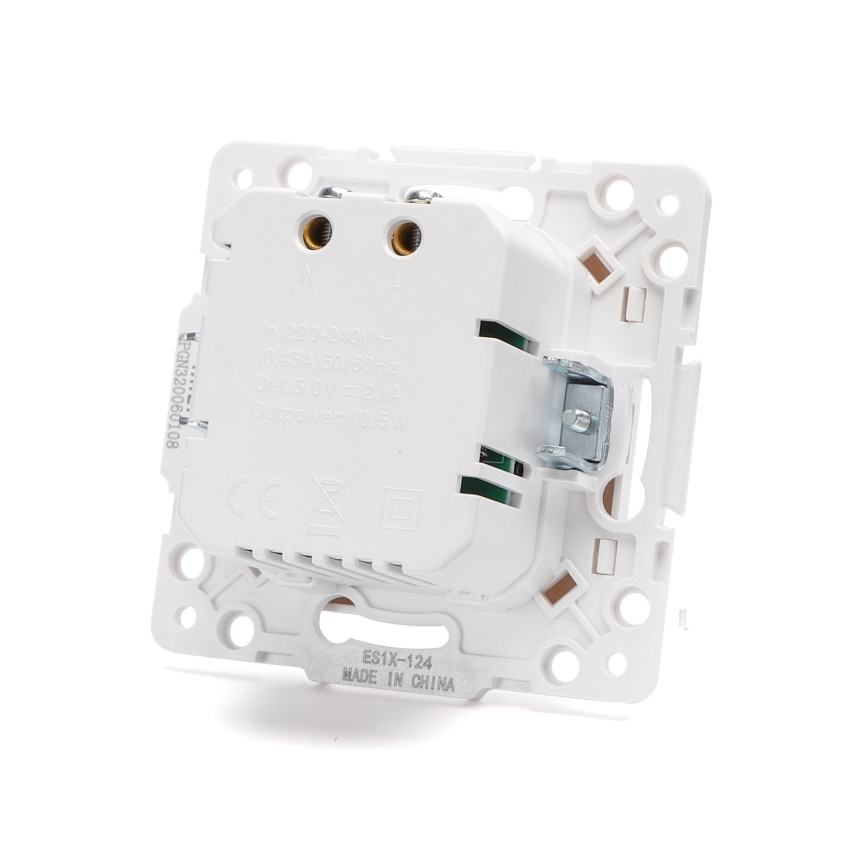 Aigostar - Presa di ricarica USB senza cornice 2x USB-A bianca