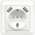 Aigostar - Presa domestica SCHUKO 250V + 2x USB con placca bianca