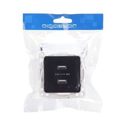 Aigostar - presa USB senza cornice, 2 porte USB-A, nera