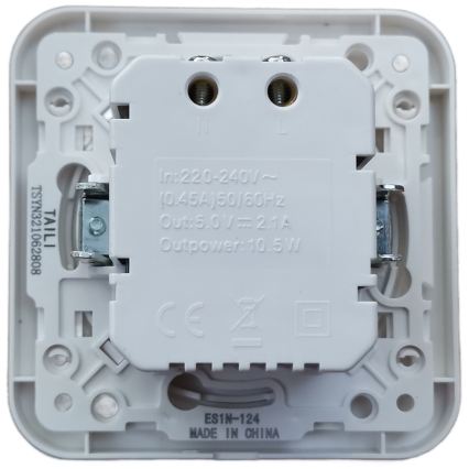 Aigostar - prise d'alimentation USB encastrable avec cadre, 2x USB-A, blanche