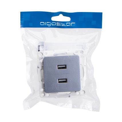 Aigostar - prise d'alimentation USB sans cadre 2x USB-A argentée