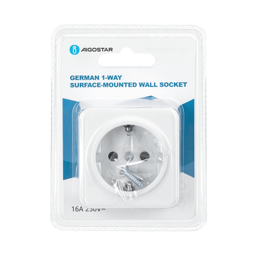 Aigostar - Prise murale domestique SCHUKO 250V blanche