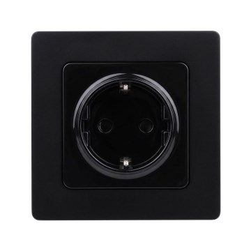 Aigostar - Prise murale SCHUKO avec cadre 250V noire