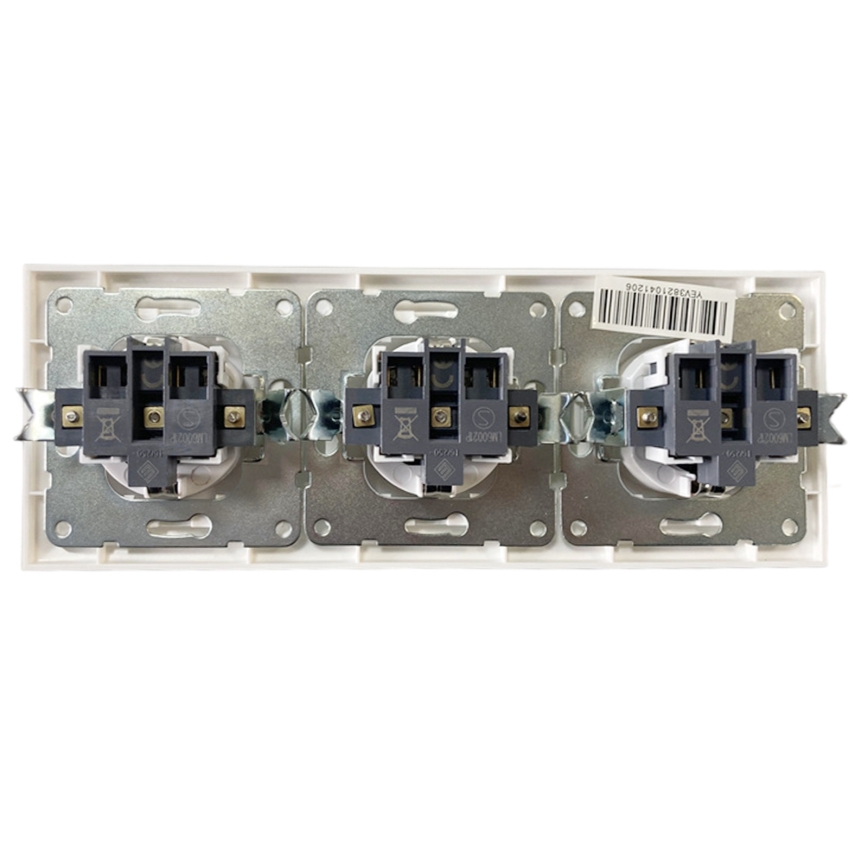 Aigostar - Prise triple murale pour usage domestique avec cadre SCHUKO 230 V, blanche