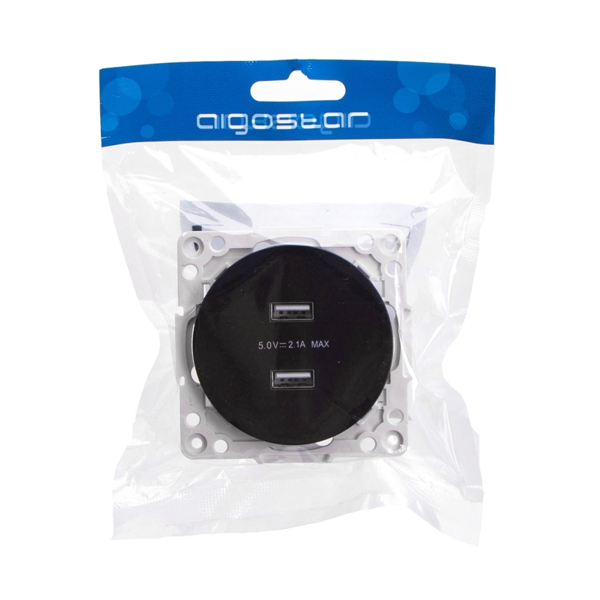 Aigostar - prise USB sans cadre, 2 ports USB-A, noire