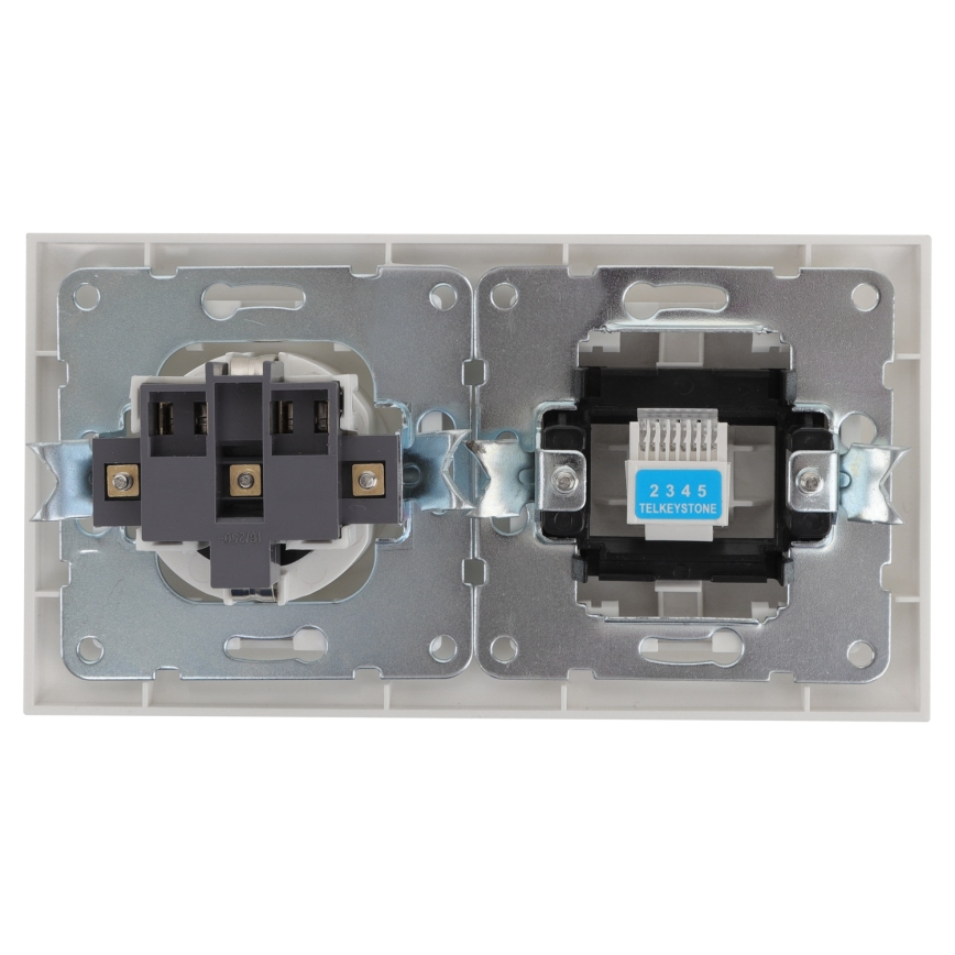 Aigostar - prises Ethernet et SCHUKO avec cadre, blanches