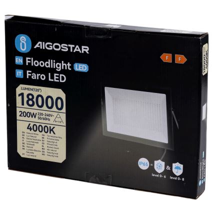 Aigostar - Proiettore LED/200W/230V 4000K IP65 nero