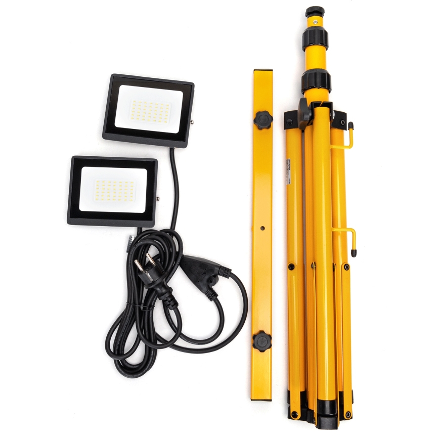 Aigostar - Proiettore LED con stativo 2xLED/30W/230V 6500K IP65 arancione/nero