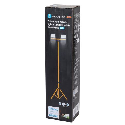 Aigostar - Proiettore LED con stativo 2xLED/30W/230V 6500K IP65 arancione/nero