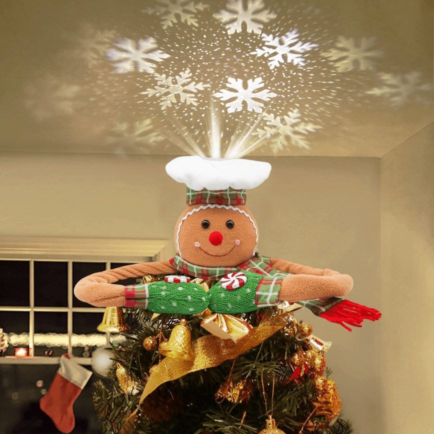 Aigostar - Proiettore natalizio a LED con proiezione di fiocchi di neve LED/5W/230V bianco freddo pan di zenzero