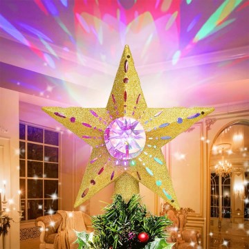 Aigostar - Proiettore natalizio di fiocchi di neve LED/5W/230V multicolore stella dorata