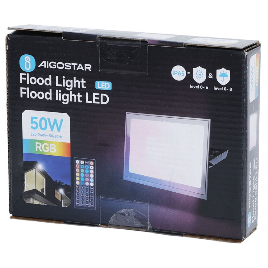 Aigostar - projecteur LED RVB dimmable LED/50W/230V IP65 + télécommande