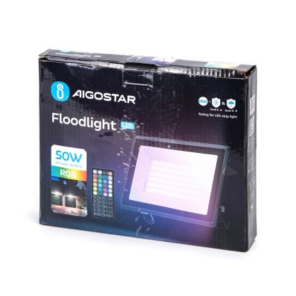 Aigostar - Projecteur LED RGBW dimmable/50W/230V IP65 + télécommande