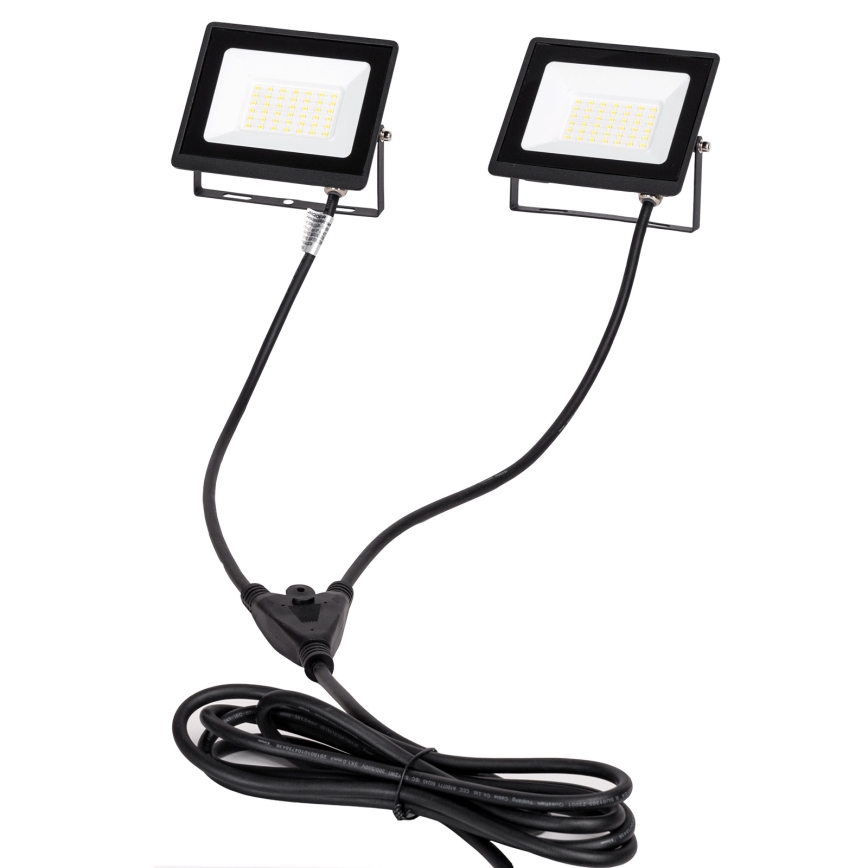 Aigostar - Projecteur LED sur pied 2xLED/30W/230V 6500K IP65 orange/noir