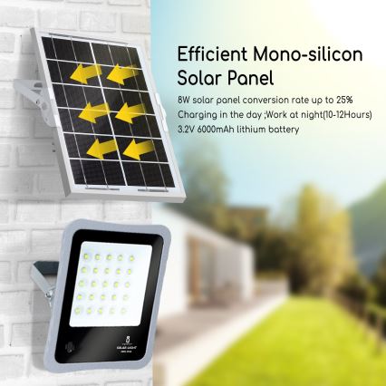 Aigostar - Projecteur solaire LED à intensité variable LED/50W/3,2V IP65 + Té