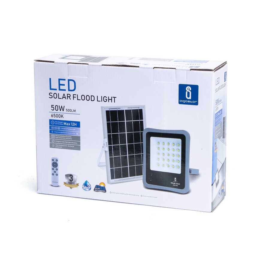 Aigostar - Projecteur solaire LED à intensité variable LED/50W/3,2V IP65 + Té