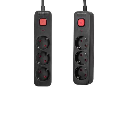 Aigostar - Prolunga con interruttore 3Z Tipo F 1,5m nero