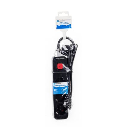 Aigostar - Prolunga con interruttore 3Z Tipo F 1,5m nero