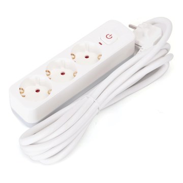 Aigostar - Prolunga con interruttore 3Z Tipo F 3m bianco