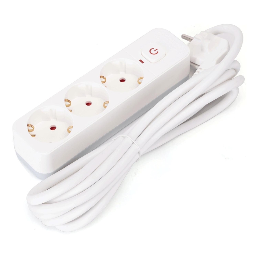 Aigostar - Prolunga con interruttore 3Z Tipo F 3m bianco