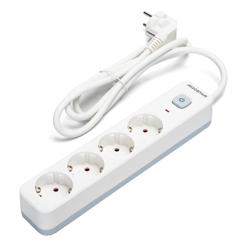 Aigostar - Prolunga con interruttore 4Z Tipo F 1,5m bianco