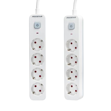 Aigostar - Prolunga con interruttore 4Z Tipo F 1,5m bianco