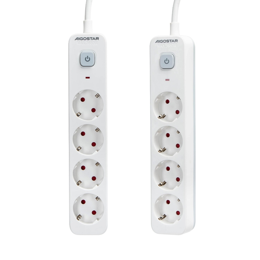 Aigostar - Prolunga con interruttore 4Z Tipo F 1,5m bianco