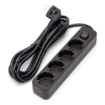 Aigostar - Prolunga con interruttore 4Z Tipo F 3m nero
